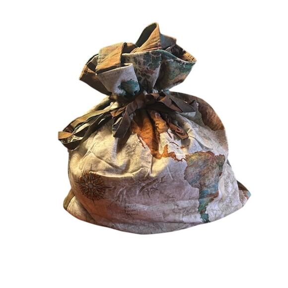 Handmade Tote Bag antique style world map with drawstring closure quality! - Picture 6 of 10
